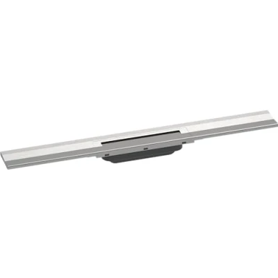 Abbildung von hansgrohe Fertigset Duschrinne RainDrain Flex, Abflussrinne 700mm, Bodenablauf Dusche kürzbar zur Wandmontage, Edelstahl gebürstet