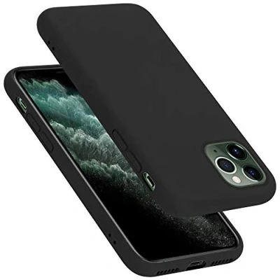 Abbildung von Cadorabo Hülle kompatibel mit Apple iPhone 11 PRO MAX Handyhülle für Case aus flüssigem Silikon stoßfeste dünne TPU Schutzhülle Liquid SCHWARZ