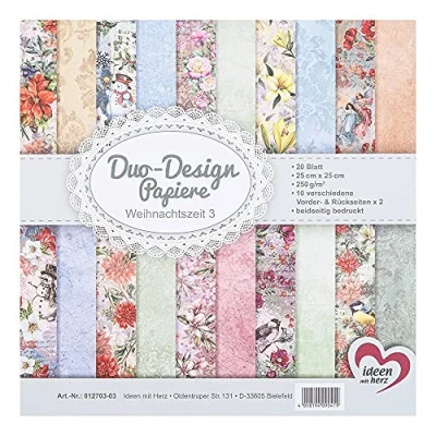 Abbildung von Ideen mit Herz Duo Design Papiere Block 20 Blatt Bastelpapier 25 x cm 250g/m² beidseitig bedruckt Designpapier, Motivpapier ideal für Scrapbooking, Basteln (Weihnachtszeit 03)