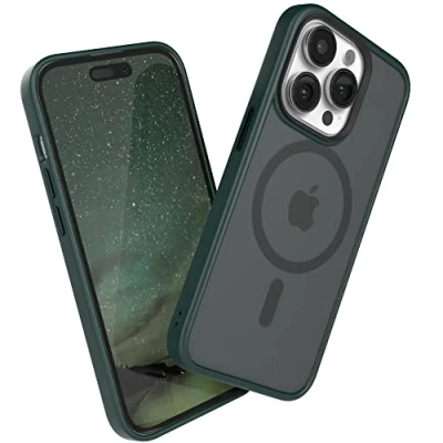 Abbildung von EAZY CASE Ultra Schutz Outdoor Hülle kompatibel mit iPhone 14 Pro MagSafe, hochwertige Schutzhülle Aufprallschutz, Stoßfest, Kratzfest, Handyhülle Kameraschutz, Nacht Grün