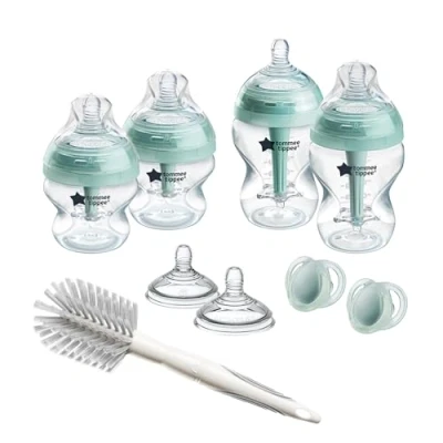 Abbildung von Tommee Tippee Advanced Anti Colic Neugeborene Babyflasche Starter Kit, langsam fließende brustähnliche Sauger und einzigartiges Kolik Belüftungssystem, verschiedene Größen