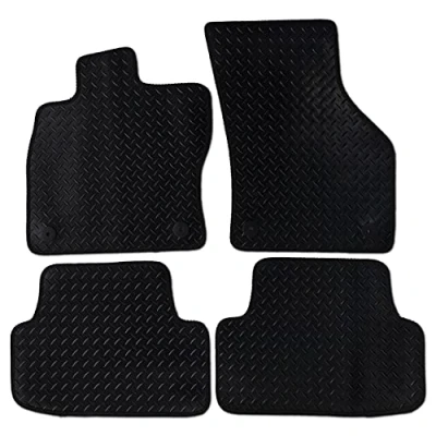 Abbildung von Safe Travel Robuste Gummi Autofußmatten mit Befestigungsclips, 3 mm dick, schwarz schwarzem Rand, perfekte Passform für Volkswagen Golf MK7 (2012 2017), 4 teiliges Set
