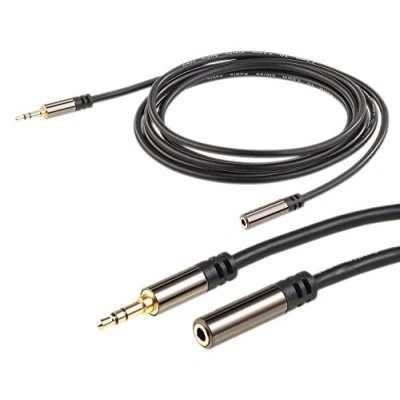 Abbildung von auvisio AUX Verlängerungskabel: 3,5 mm Klinken Verlängerungskabel, Stereo, 2 m, vergoldet (AUX Verlängerung, Audiokabel Lautsprecherkabel)
