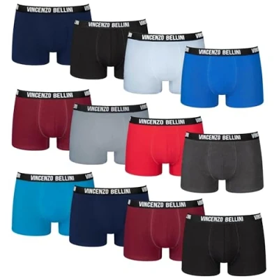 Abbildung von Vincenzo Bellini Hipster Boxershorts, 8er / 12er Pack, Bequeme und atmungsaktive Herren Unterwäsche, Baumwolle Unterhosen (DE/NL/SE/PL, Alphanumerisch, S, Regular, Mehrfarbig 12er)