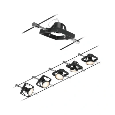 Abbildung von Paulmann 94434 CorDuo Seilsytem Set Mac II DC max. 5x10 Watt erweiterbar Chrom matt Drahtseil Kunststoff GU5,3 Drahtseilsystem ohne Leuchtmittel