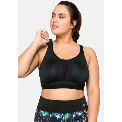 Abbildung von Sheego Sportbh mit mittlerer Stützkraft, Damen, Größe: 100C, Schwarz