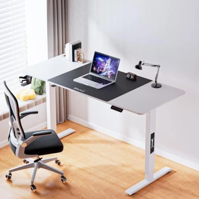 Abbildung von pro.tec Höhenverstellbarer Schreibtisch Stryn 140x60cm elektrischer Stehtisch Arbeitstisch mit Höhe von 72 117 cm Memory Funktion weiß