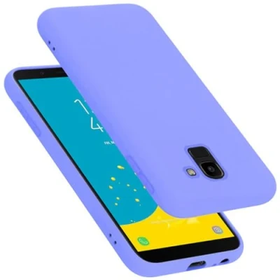 Abbildung von Cadorabo Hülle kompatibel mit Samsung Galaxy J6 2018 Silikon Handyhülle für Case aus flüssigem Silikon, Kratzfeste Schutzhülle Liquid HELL LILA