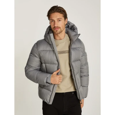 Abbildung von Calvin Klein Hooded Puffer Winterjacke, Herren, Größe: 3XL, Moon mist