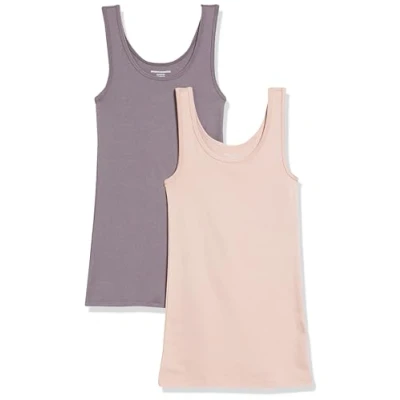Abbildung von Amazon Essentials Damen Tanktop schlanke Passform, 2er Pack, Mauve/Zartrosa, XS