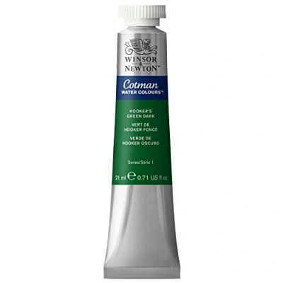 Abbildung von Winsor &amp; Newton 0308312 Cotman Aquarellfarbe mit ausgezeichneter Transparenz, Farbkraft und Verarbeitungseigenschaften, Wasserfarbe 21ml Tube Hooker&#039;s Grün Dunkel