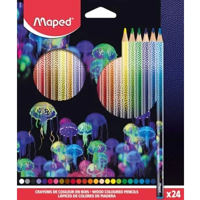 Abbildung von Maped Buntstifte Deepsea Paradise aus Holz strapazierfähige Minen ergonomische Dreiecksform Box mit 24 Malstiften
