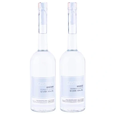 Abbildung von Nehrbaß 2er Set aus Zwetschgenbrand&quot;Quwätsche&quot; (45% Vol.) &amp; Mirabellenbrand (40% 0,7 Liter Premium Edelbrände Obstbrand Edelbrand ausgesuchten Früchten Schnaps Brand Deutschland