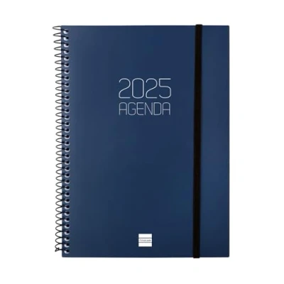 Abbildung von Finocam Agenda Spirale Opaque 2025 Woche Horizontales Layout Januar Dezember (12 Monate) Blau Italienisch
