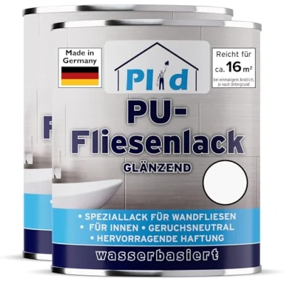 Abbildung von plid Fliesenlack Fliesen Lack Fliesenfarbe / Lackieren Bad Küche, schnelltrocknend, spritzwasserbeständig, verarbeitungsfertig