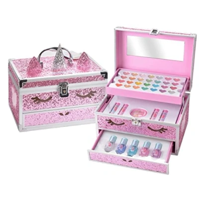 Abbildung von Martinelia Maletín Con cara de Unicornio y purpurina rosa maquillaje infantil, colección Little Unicorn Big CASE