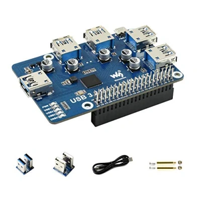 Abbildung von IBest USB 3.2 Gen1 HUB HAT Purpose Made for Raspberry Pi 4,Compatible with 3 B+ B 2B Zero W WH,4X Ports,Compatible 3.0/2.0/1.1,Driver Free