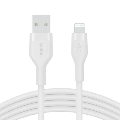 Abbildung von Boost↑Charge USB A naar Lightning kabel siliconen 1 Meter von Belkin / Weiß Kunststoff