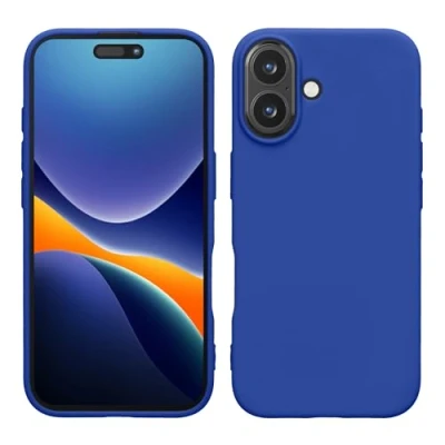 Abbildung von kwmobile Hülle kompatibel mit Apple iPhone 16 weiches TPU Silikon Case Cover geeignet für kabelloses Laden Baltik Blau
