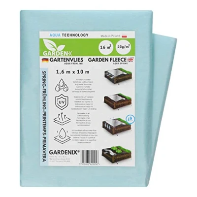 Abbildung von GARDENIX Frostschutz Pflanzen Wachstumsvlies Gartenvlies Hochbeet 1.6m x 10m für Abdeckung, Vlies, Folie Frühbeet 23g/m², Abdeckvlies, Winterschutzvlies, Windschutz, Lochfolie