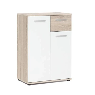 Abbildung von Avanti TRENDSTORE Jack Sideboard/Kommode in Eiche Sonoma/Weiß mit Türen und Schubladen. Verfügbar verschiedenen Maßen. (BHT: 60x85x35 cm)