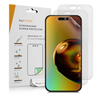 Abbildung von kwmobile 3X Folie matt kompatibel mit Apple iPhone 15 Displayschutzfolie Schutzfolie Displayschutz Displayfolie entspiegelt