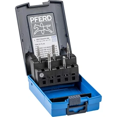 Abbildung von PFERD HM Frässtift Set, 5 teilig, Zahnung 3 PLUS, Schaft ø 6 mm, 21901506 für universelle Anwendungen auf den wichtigsten industriell verwendeten Werkstoffen