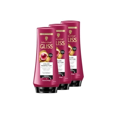 Abbildung von Gliss Spülung Colour Perfector (3x 200 ml), Conditioner mit Hyaluron Komplex &amp; Cranberry Extrakt für gesträhntes gefärbtes Haar bietet Farbschutz und strahlenden Farbglanz
