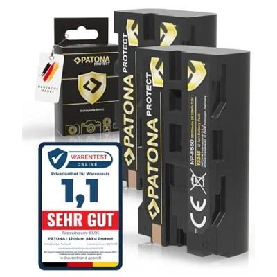 Abbildung von PATONA 2X Protect Akku NP F550 Ersatz für Sony F330 F530 F570 F730 F750 F920 F930 F950, 3500mAh, hitzeresistentes Gehäuse, feuerhemmend, ideal Dauereinsatz