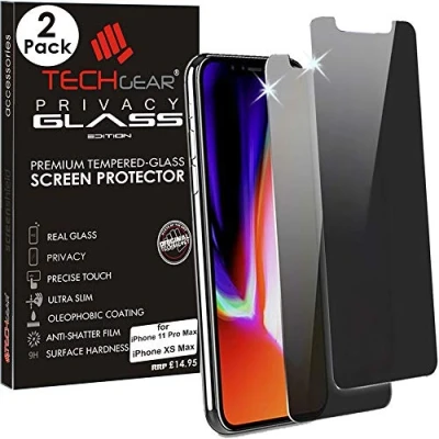 Abbildung von TECHGEAR [2 Stück] Anti Spy Schutzfolie kompatibel mit iPhone 11 Pro Max PRIVACY Privatsphäre Edition Displayschutzfolie aus gehärtetem Glas