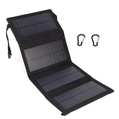Abbildung von Plyisty 20W USB faltbares Solarpanel, tragbares Solarzellen Ladegerät Solar Power Bank, für Camping, Wandern, Picknick, Handy, Tablet, etc.