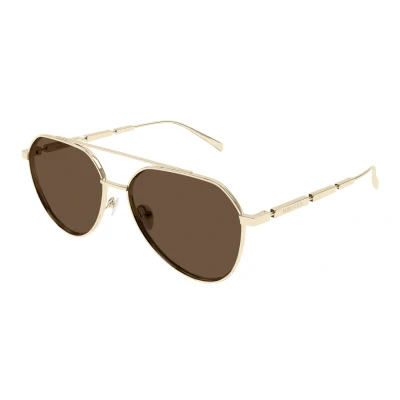 Abbildung von Alexander Mcqueen Sonnenbrille goldcolured/brown, Herren, Größe: 59, Gold colured/brown