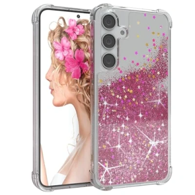 Abbildung von EAZY Case Glitzer Hülle kompatibel mit Samsung Galaxy S24 Plus Handyhülle für Silikon leichtes Shiny Cover stoßfestes Phone als Fallschutz in Pink
