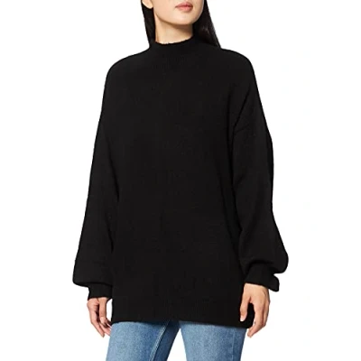 Abbildung von NA KD Damen High Neck Knitted Sweater Pullover, Schwarz, XS