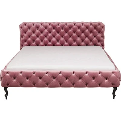 Abbildung von Kare Design Bett Desire, Velvet Rose, Doppelbett, Knopfheftung, samtig, strapazierfähiger Bezug, zeitlos, luxuriös, niedriges Kopfteil, 180x200cm