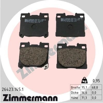 Abbildung von ZIMMERMANN 26423.145.1 Bremsbelagsatz mit akustischer Verschleißwarnung Foto entspricht Lieferumfang TOYOTA: Yaris IV