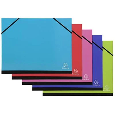 Abbildung von Exacompta 25529E Zeichenmappe Iderama mit Gummibändern innen weißes Papier Rücken aus Leinen Maße 28 x 38 cm Format zum Abheften B4 (250 353 mm) 1 Stück Zufallsfarbe