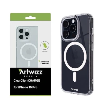 Abbildung von Artwizz ClearClip +Charge Kompatibel mit iPhone 16 Pro Kratzresistente Hülle Verstärkten Ecken MagSafe Qi, Transparent