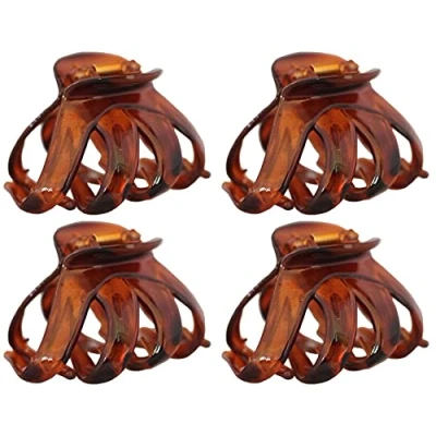 Abbildung von 4er Set Haarkralle Oktopus Clip Schmetterling Bulldoggen Design Plastik , Dunkelbraun