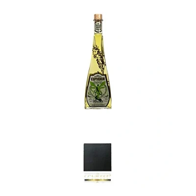 Abbildung von Euphoria Absinth Original 0,5 Liter + Schiefer Glasuntersetzer eckig ca. 9,5 cm Durchmesser