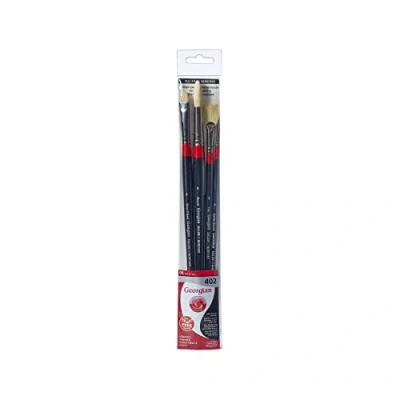 Abbildung von Daler Rowney Georgisches Ölpinsel Set, Schweineborsten und Zobelhaar, langer Griff, 4 verschiedene Pinsel, ideal für professionelle Künstler