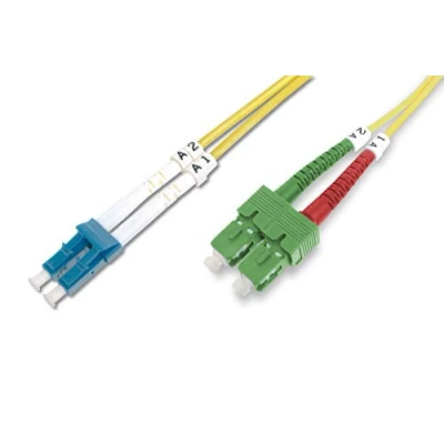 Abbildung von DIGITUS DK 292SCA3LC 03 Glasfaserkabel OS2 3 m SC (APC) zu LC (PC) Duplex LWL Kabel 1/10 Gbit/s SM Singlemode Glasfaser LAN Fasertyp: 9/125 µ Gelb (Yellow)