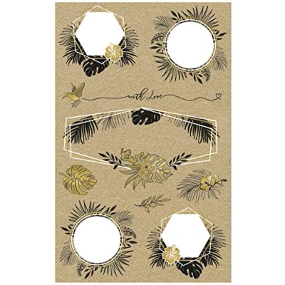 Abbildung von AVERY Zweckform Kraftpapier Aufkleber 18 Sticker Beschriftung Flora (Papier Sticker, Geschenkaufkleber, natur, braun, beige) 57126
