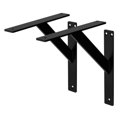 Abbildung von ML Design 2 Stück Regalhalterung 240x240 mm, Schwarz, Aluminium, Schwebende Regalhalterungen, Regalwinkel, Wandhalterung für Regalbrett, Regalträger Wandmontage, Wandregal Wandkonsole Regalstütze