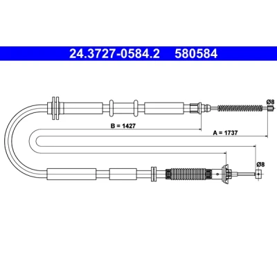 Abbildung von ATE 24.3727 0584.2 Handbremsseil 1737 FIAT: Tipo Schrägheck