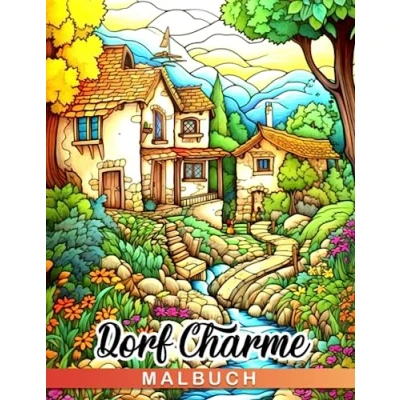 Abbildung von Dorf Charme Malbuch: 30 beruhigende Designs zum Ausmalen und Entspannen in einem Kunstbuch, perfekt zur Stressbewältigung, als Valentinstagsgeschenk oder Geburtstagsgeschenk.