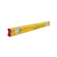 Abbildung von Stabila Wasserwaage Type R 300, 244 cm, verwindungssteifes Alu Profil, 1 Horizontal Libelle, 2 Vertikal Libellen, stoßdämpfende Endkappen, integrierte Rutsch Stopper, Made in Germany, Gelb