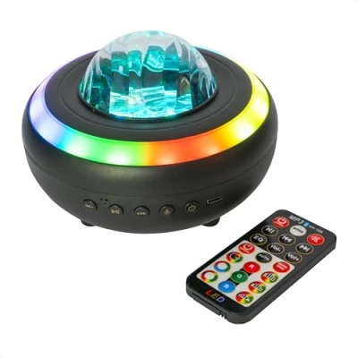 Abbildung von Party Light &amp; Sound NEBULA 2 in 1 Lautsprecher mit Aurora Borealis Effekt und LED Strobe Bluetooth, Fernbedienung, USB C Kabel Schwarz