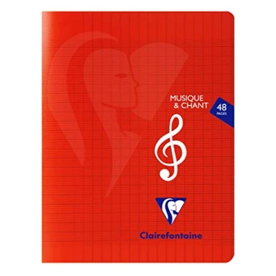 Abbildung von Clairefontaine 303797C Packung mit 10 Notenheften, ideal für Musikunterricht, 17x22 cm, 24 Blatt, französische Lineatur Notenzeilen, 90g, farbig sortiert, 1 Pack