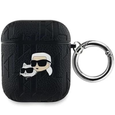 Abbildung von CG Mobile Karl Lagerfeld KLA2PGKCPK Hülle für AirPods 1/2 Schwarz Monogram &amp; Choupette Head